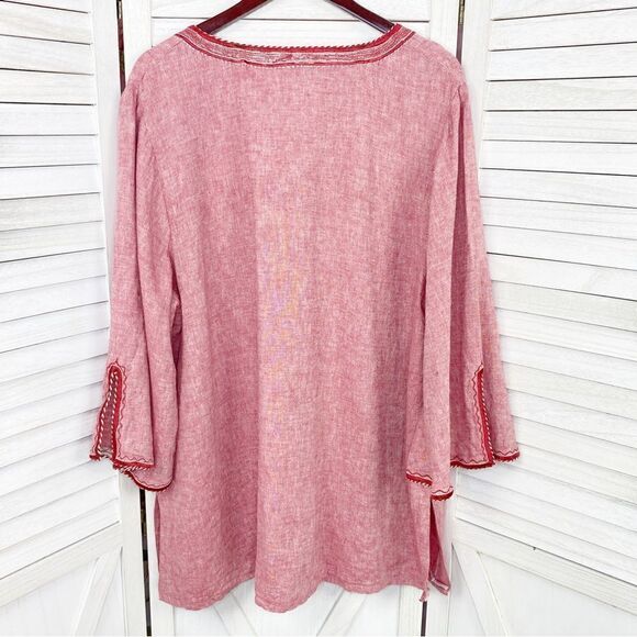 Victoria’s Essentials Linen Chambray Tunic Shirt Red XXL - Picture 9 of 14